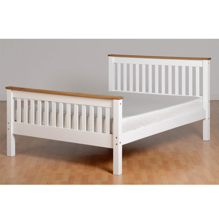 Seconique Monaco Double Bed in White and Pine