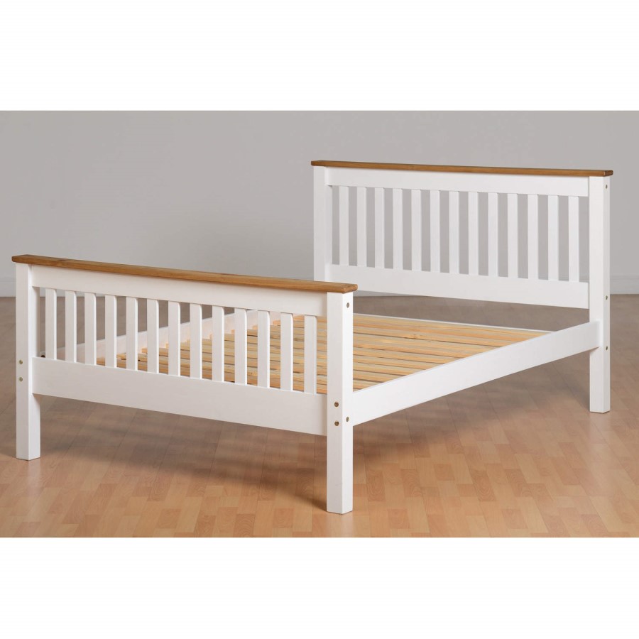 Seconique Monaco Double Bed in White and Pine