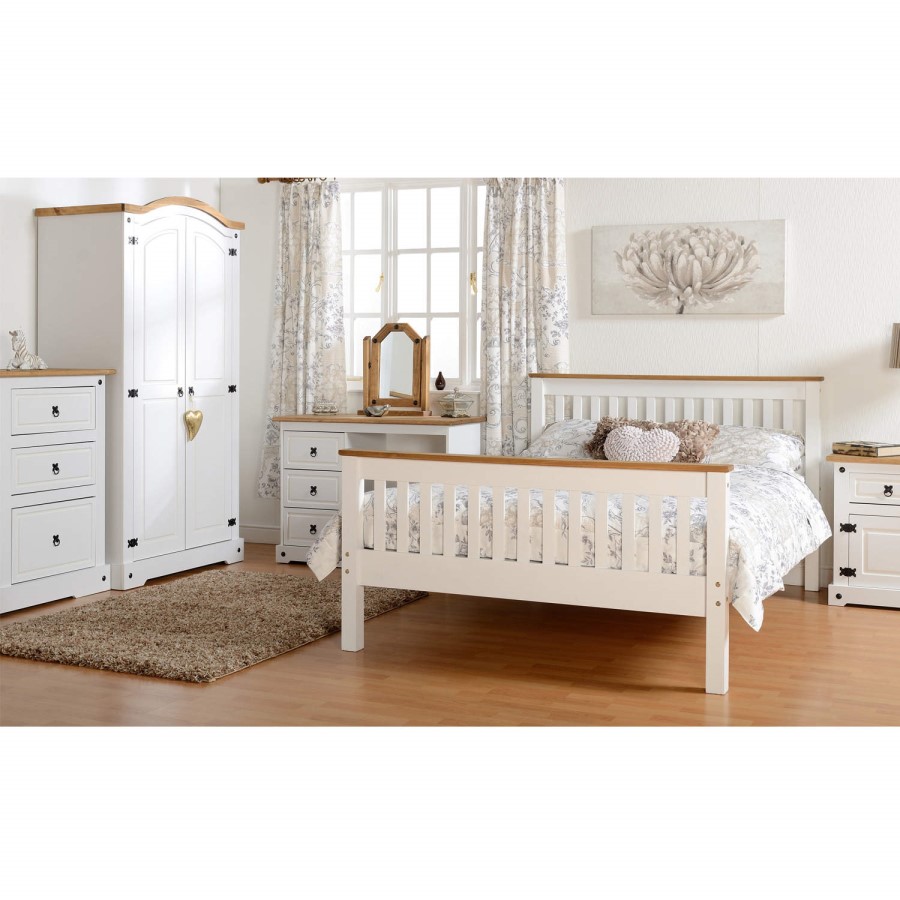 Seconique Monaco Double Bed in White and Pine