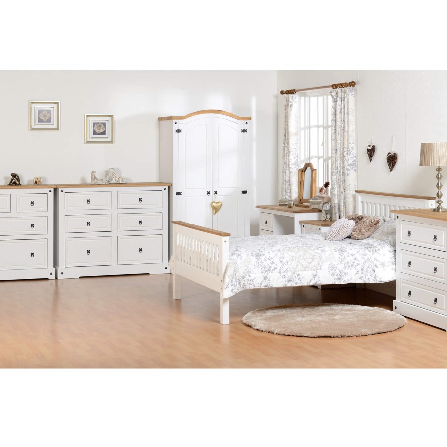 Seconique Monaco Double Bed in White and Pine