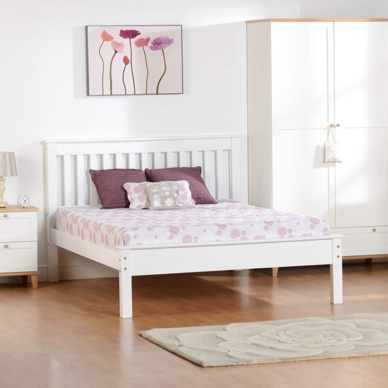 Seconique Monaco Double Bed Frame In, White Double Bed Frame