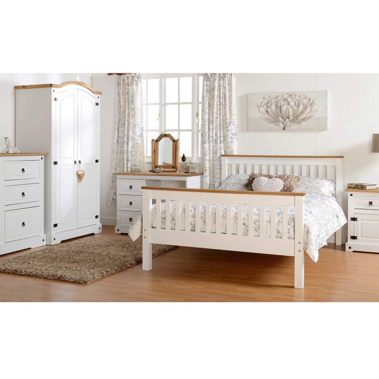 Seconique Corona White Bedside Cabinet with 1 Drawer and Door