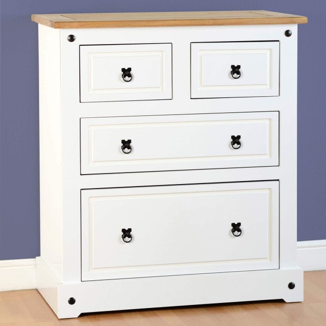 GRADE A2 - Seconique Corona White 2+2 Drawer Chest of Drawers