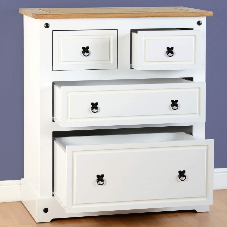 Seconique Corona White 2+2 Drawer Chest of Drawers