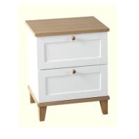 Seconique Arcadia 2 Drawer Bedside Chest in White/Ash Veneer