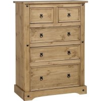 Corona Pine Chest of 5 Drawers - Seconique