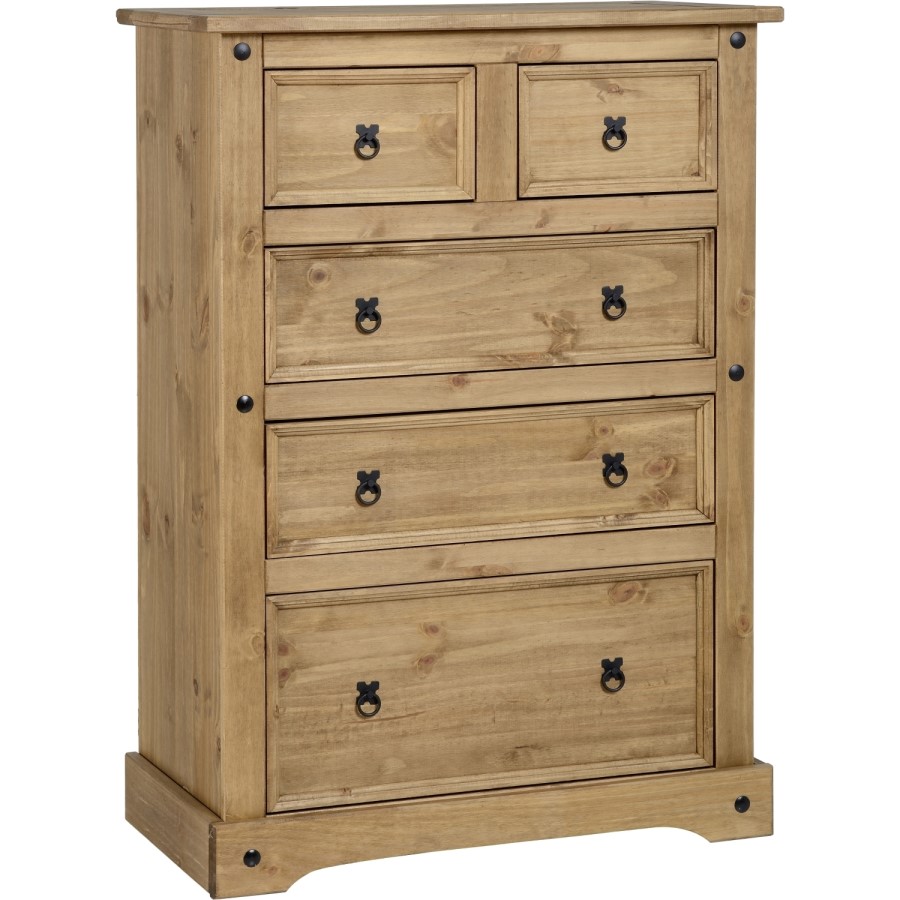 Corona Pine Chest of 5 Drawers - Seconique