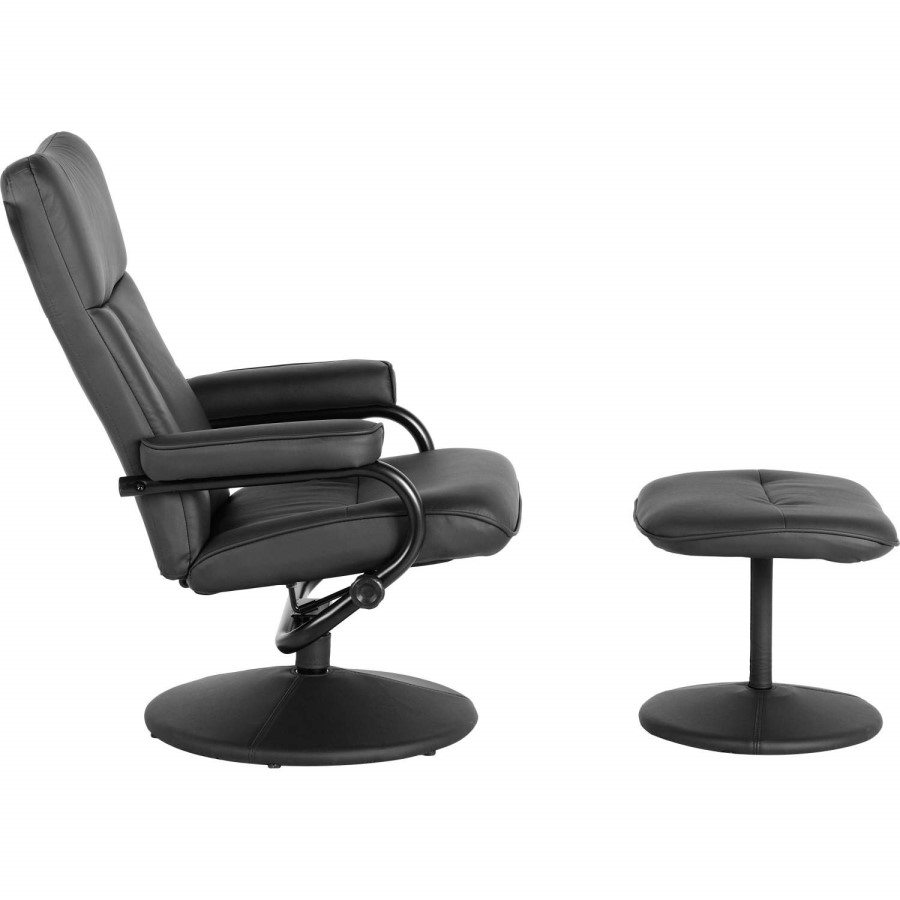 Seconique Kansas Recliner With Footstool in Black