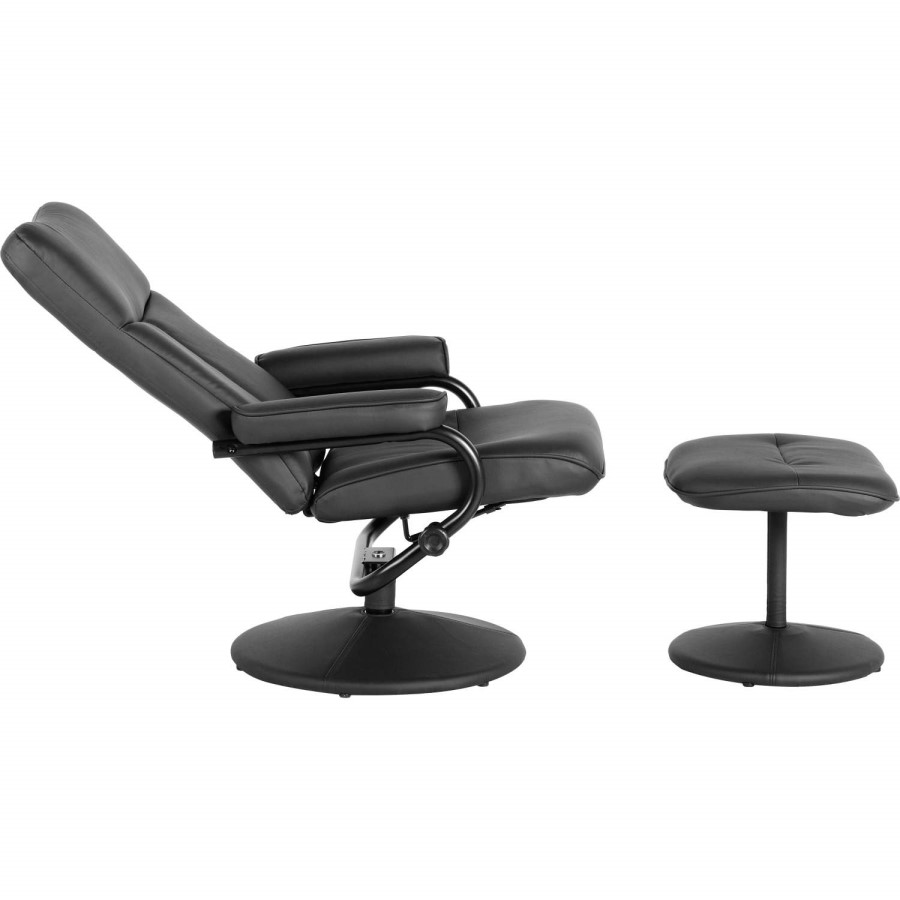 Seconique Kansas Recliner With Footstool in Black