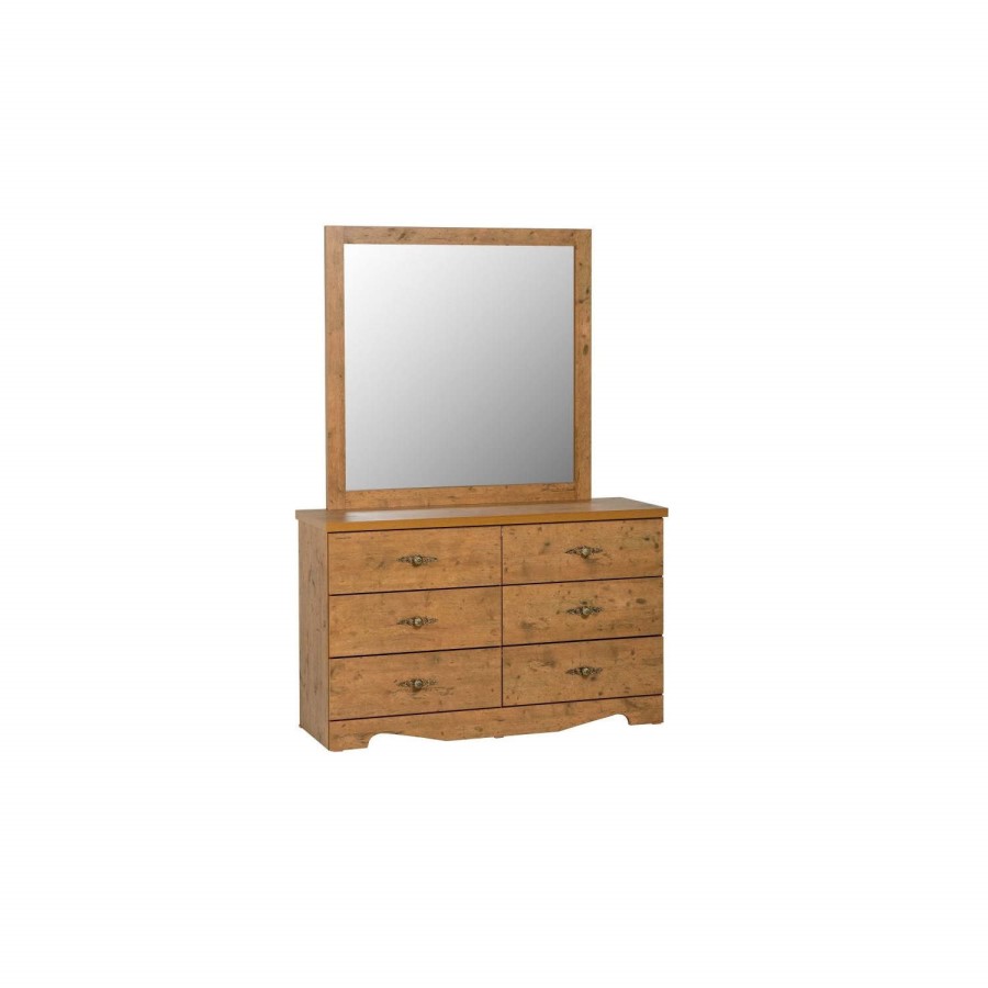 Seconique Cairo 6 Drawer Dressing Table Set - Dark Kennedy Pine Effect Veneer