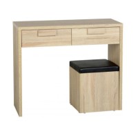 GRADE A2 - Seconique Cambourne 2 Drawer Dressing Table Set - Sonoma Oak Effect Veneer/Black PVC