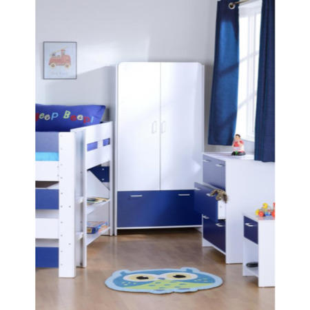 Seconique Lollipop Mid Sleeper Bedroom Set - White/Blue
