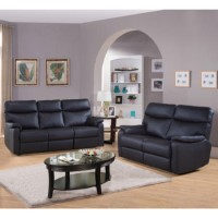 GRADE A1 - Seconique Lola 2 Seater Sofa in Black Faux Leather