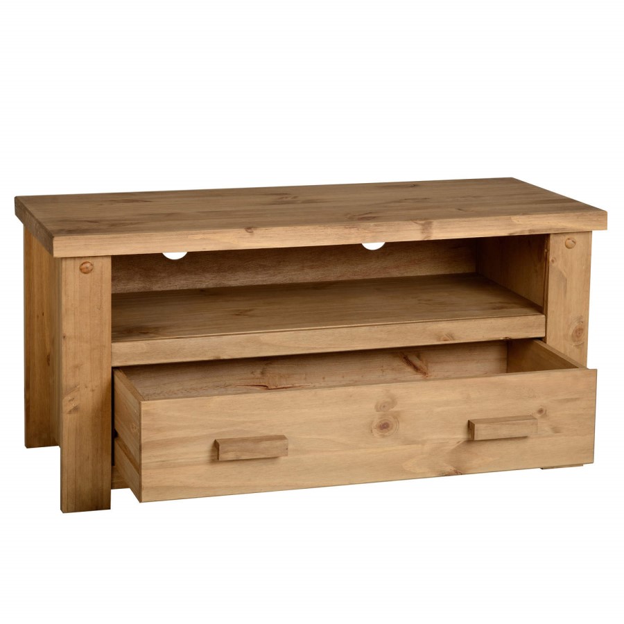 Seconique Tortilla 1 Drawer Flat Screen TV Unit in Waxed Pine - TV's up to 42"
