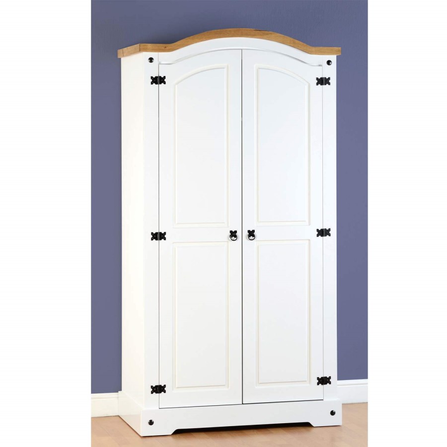 GRADE A2 - Seconique Corona White 2 Door Wardrobe