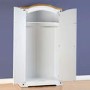 White and Pine Painted 2 Door Double Wardrobe - Corona - Seconique