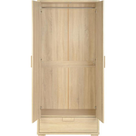 Seconique Cambourne Oak Effect 2 Door 1 Drawer Wardrobe