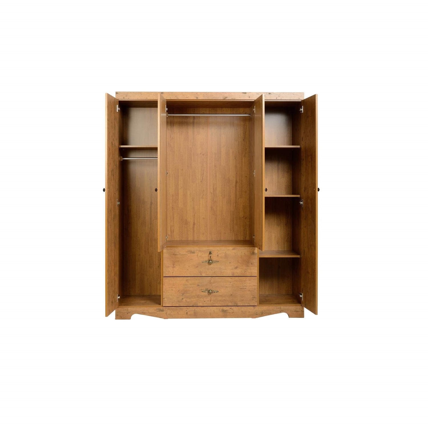 Seconique Cairo 4 Door 2 Drawer Mirrored Wardrobe Dark Kennedy