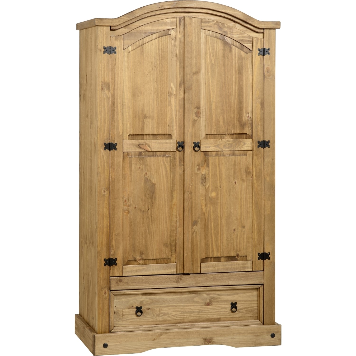 Photo of Solid pine 2 door double wardrobe with drawer - corona - seconique