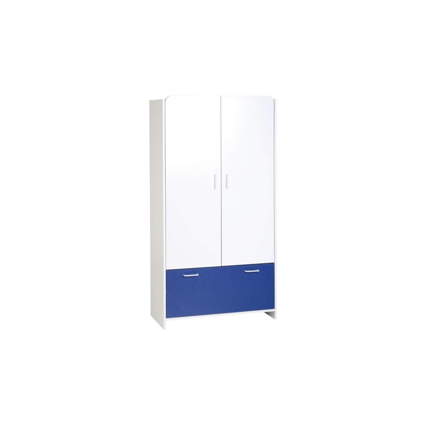 Seconique Lollipop 2 Door 1 Drawer Wardrobe - White/Blue