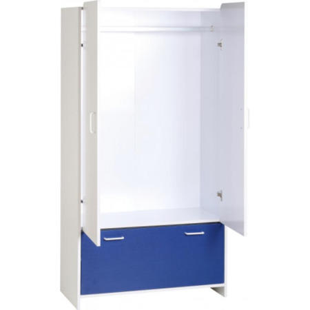 Seconique Lollipop 2 Door 1 Drawer Wardrobe - White/Blue