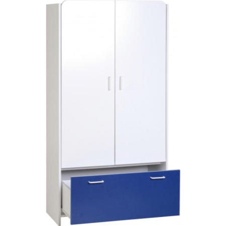 Seconique Lollipop 2 Door 1 Drawer Wardrobe - White/Blue