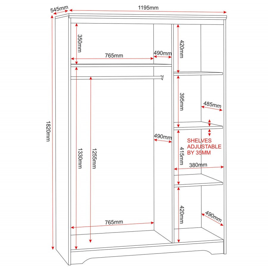Seconique Regent 3 Door Wardrobe in Teak