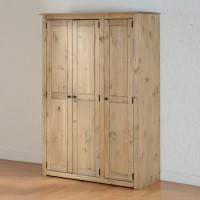 Solid Pine 3 Door Triple Wardrobe - Panama - Seconique