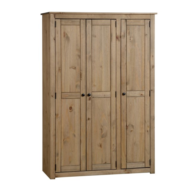 Solid Pine 3 Door Triple Wardrobe - Panama - Seconique