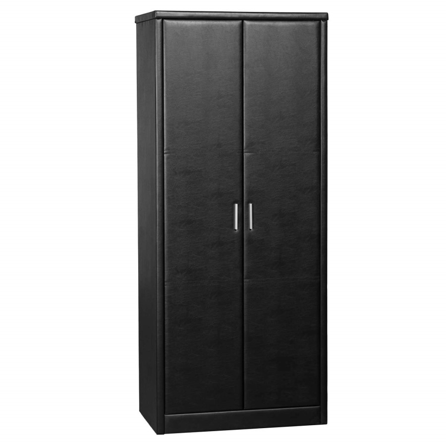 Seconique Prado 2 Door Wardrobe in Black Faux Leather