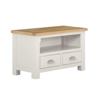 GRADE A1 - Willow 2 Drawer TV Unit in Cream and Light Oak