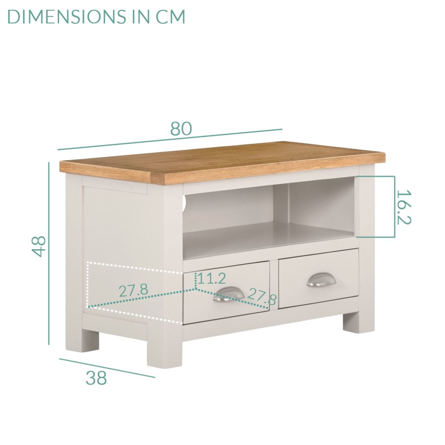 GRADE A1 - Willow 2 Drawer TV Unit in Cream and Light Oak