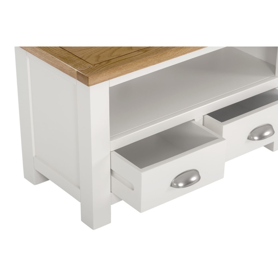 GRADE A1 - Willow 2 Drawer TV Unit in Cream and Light Oak