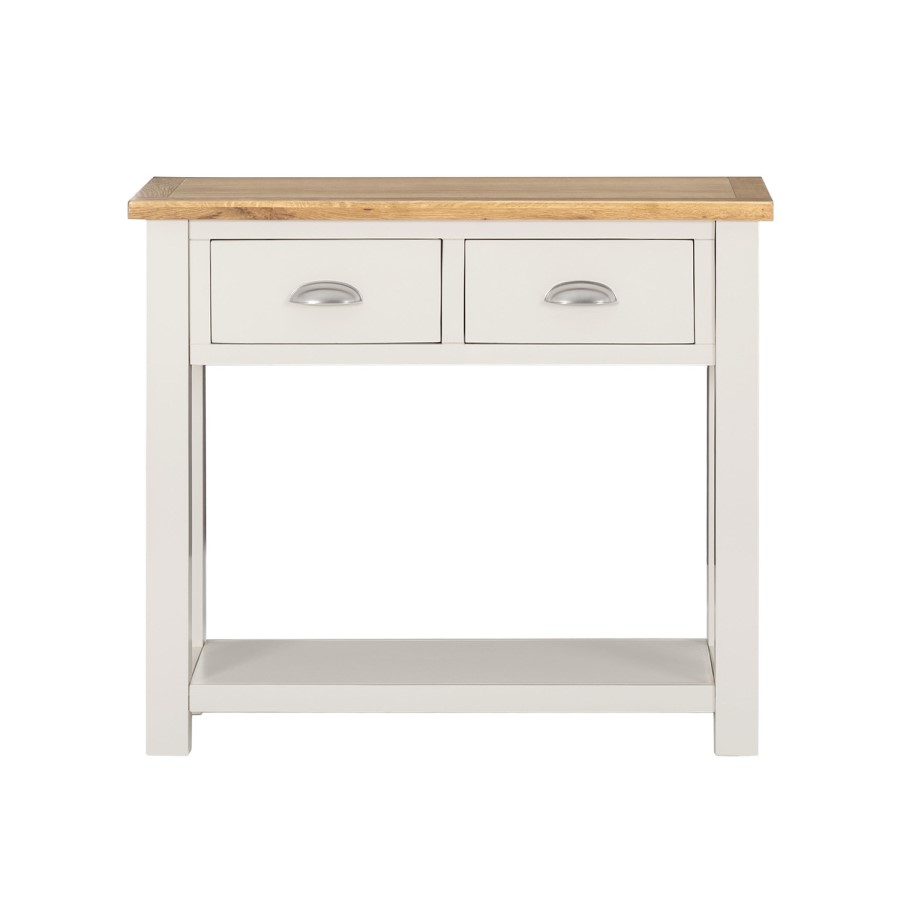 Slim Console Table in Cream & Oak with Drawers - Willow
