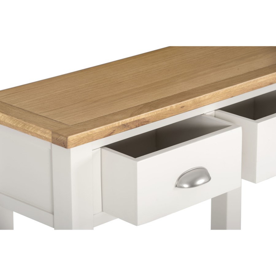 Slim Console Table in Cream & Oak with Drawers - Willow