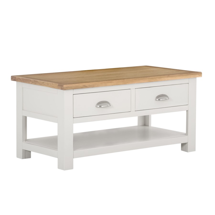 Willow Coffee Table in Painted Two Tone Cream & Oak with Storage