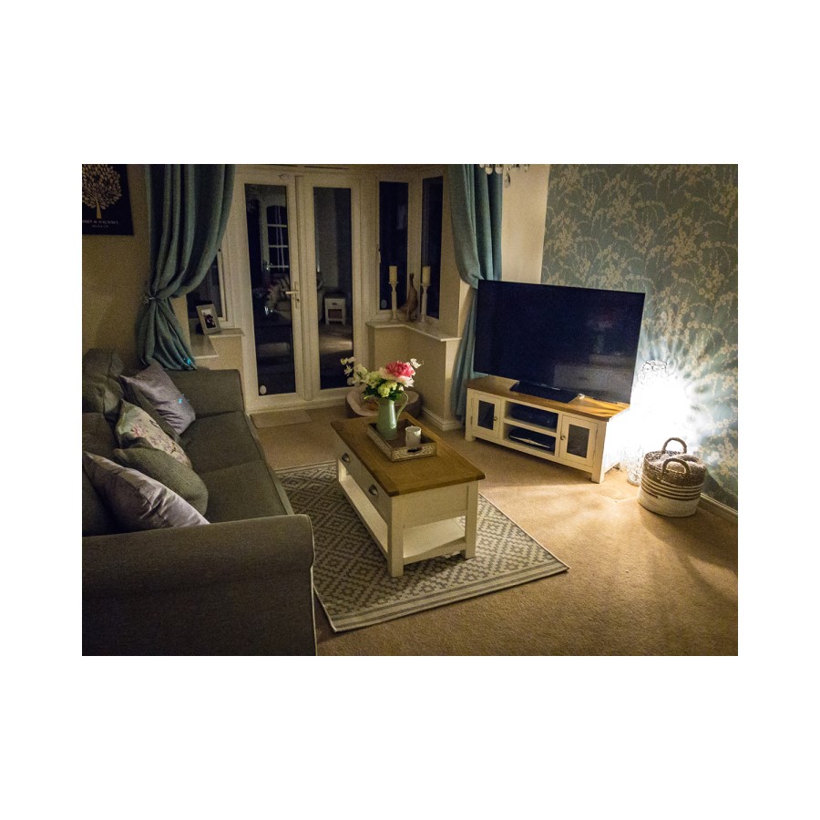 Willow Coffee Table in Painted Two Tone Cream & Oak with Storage