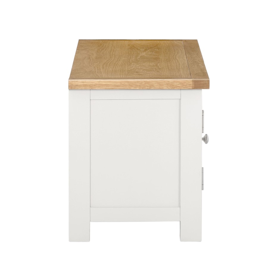 GRADE A1 - Willow Farmhouse Large TV Unit Stand with Storage Cupboards - Cream and Light Oak