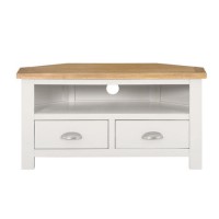 GRADE A1 - Willow Corner TV Unit in Cream and Light Oak