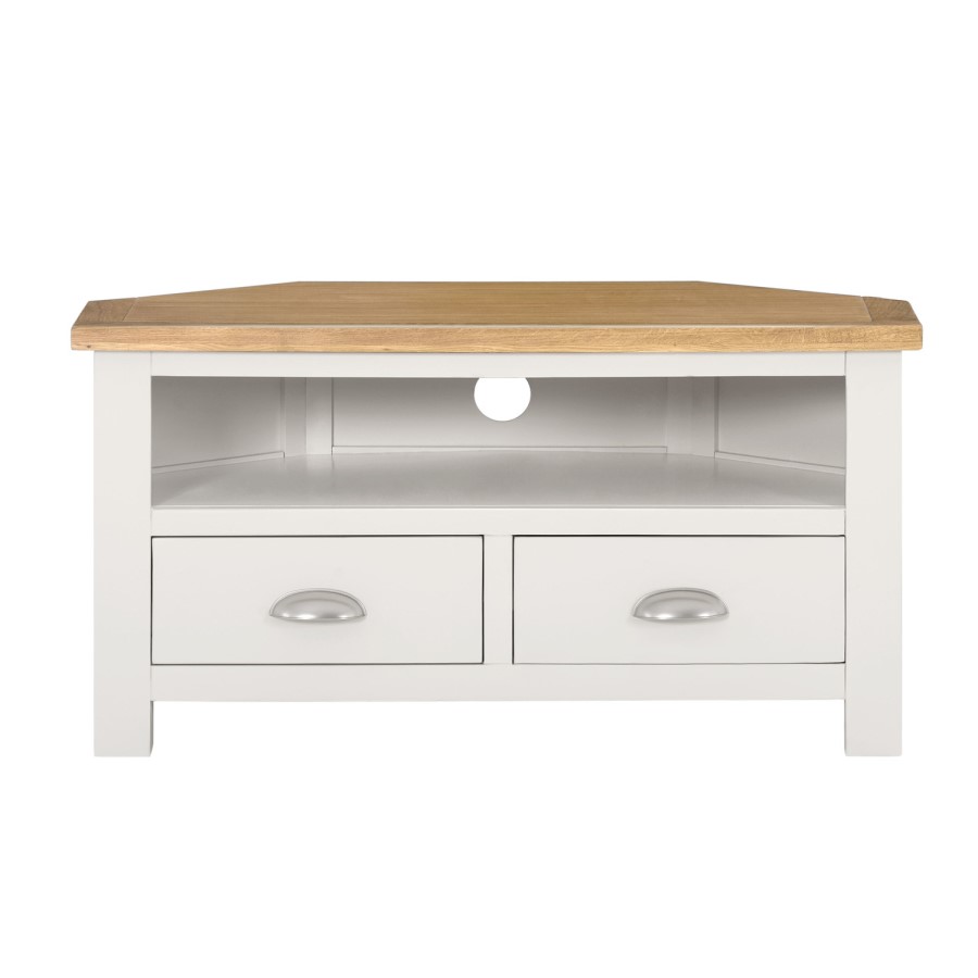 GRADE A1 - Willow Corner TV Unit in Cream and Light Oak
