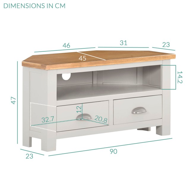 Willow Small Corner TV Unit in Cream & Oak Two Tone - TV's up to 35"