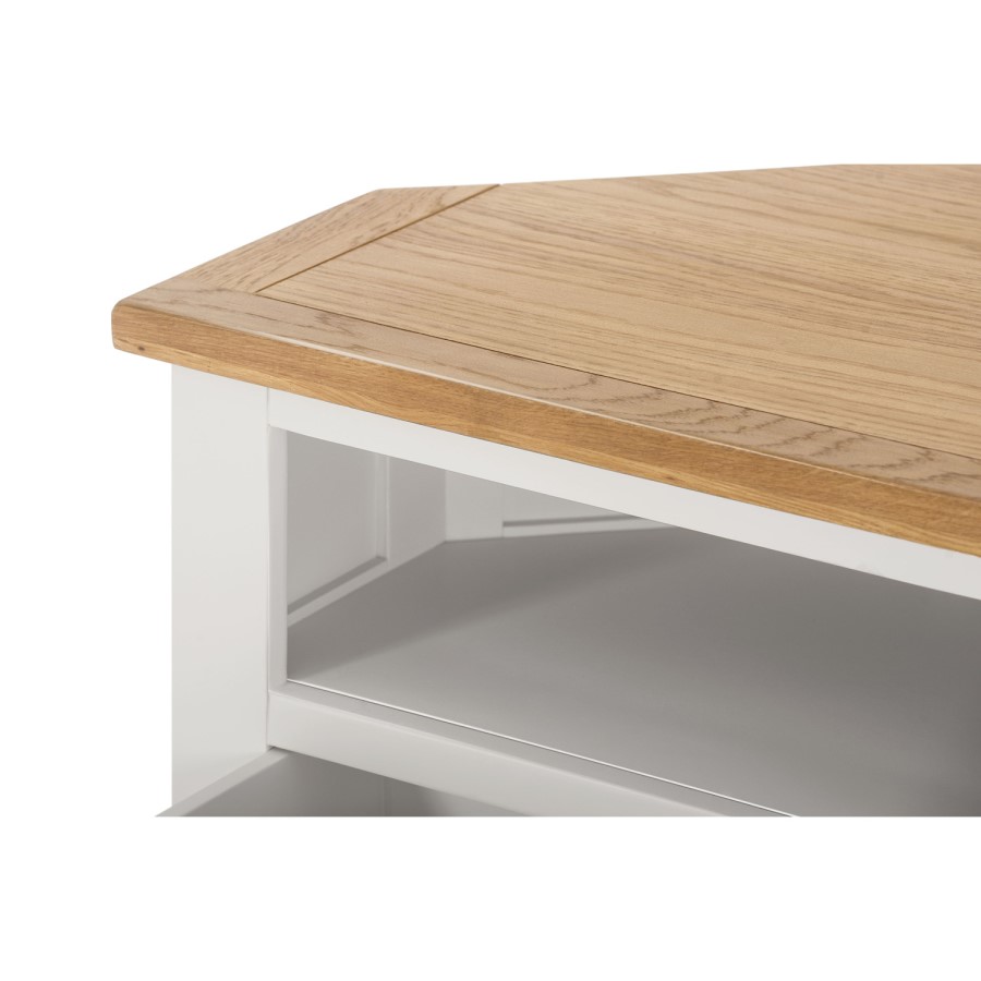 GRADE A1 - Willow Corner TV Unit in Cream and Light Oak