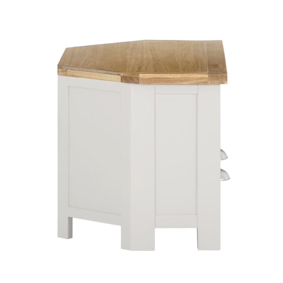 GRADE A1 - Willow Corner TV Unit in Cream and Light Oak