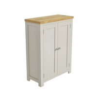 GRADE A1 - Cream Shoe Cabinet with Oak Top - Willow