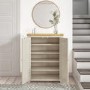 Cream Shoe Cabinet with Oak Top - Willow