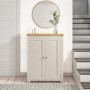 Cream Shoe Cabinet with Oak Top - Willow