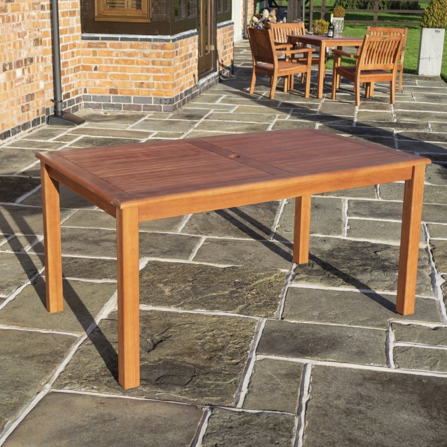 Wooden Garden Table with Parasol Hole - Rowlinson