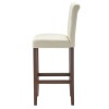 Wilton Barstool in Ivory Faux Leather with Dark Wood Legs
