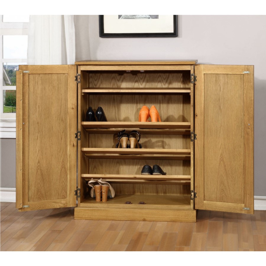 A2 Graded - Windsor Solid Oak Shoe Cabinet - 15 Pairs
