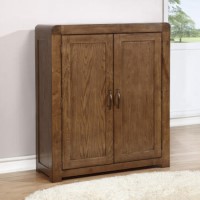 GRADE A1 - Windsor Solid Dark Oak Shoe Storage Cupboard - 20 Pairs GRADE A1 - Windsor Solid Dark Oak Shoe Storage Cupboard - 20 Pairs